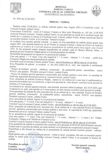Proces verbal sedinta CL luna august 2025