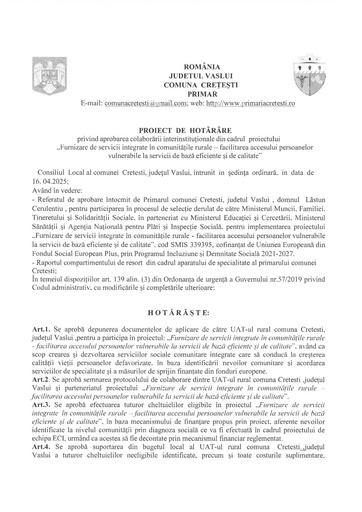 Proiect de hotarare protocol asistenta sociala