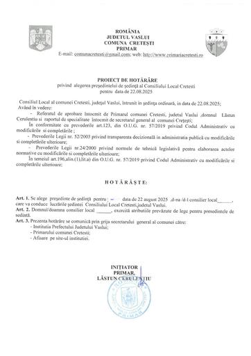 PHCL alegere presedinte de sedinta cl  august