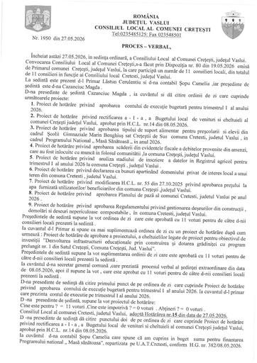 Proces verbal sedinta ordinara luna mai 2026
